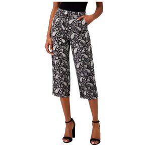 Cleobella Dana Black White Paisley Floral High-Waist Straight-Leg Trousers XS